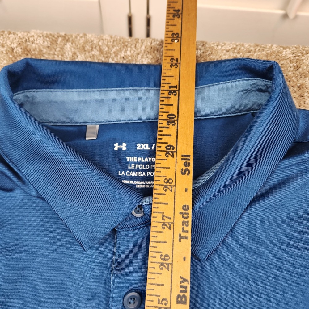 Under Armour Mens Playoff Polo Shirt 2XL Blue Mint Green Colorblock Golf Sport - Picture 5 of 5